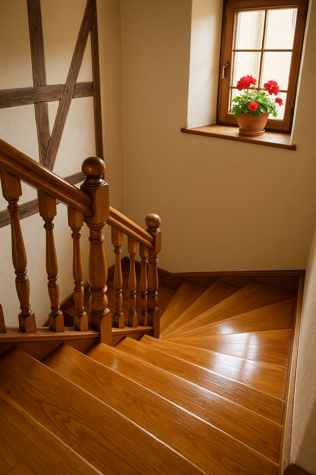 CPonçage d’escalier en bois à Lautenbach, à côté de Guebwiller, en Alsace : fini les marches usées