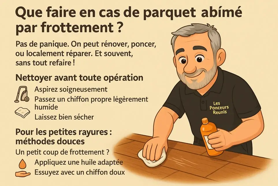 Parquet abîmé par frottement : causes, solutions et rénovation